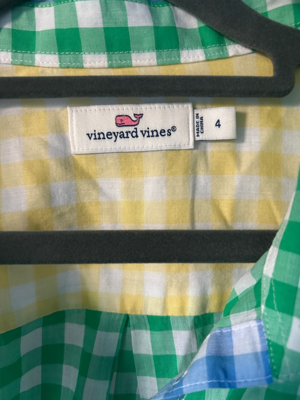 Vineyard Vines Green, Yellow & Blue Gingham Button-Up Tunic - Picture 3 of 4